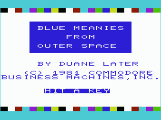 Blue Meanies From Outer Space title screen for Vic-20